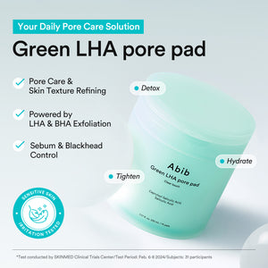Green LHA pore pad Clear touch