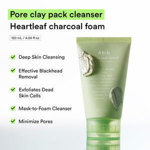 Pore clay pack cleanser Heartleaf charcoal foam