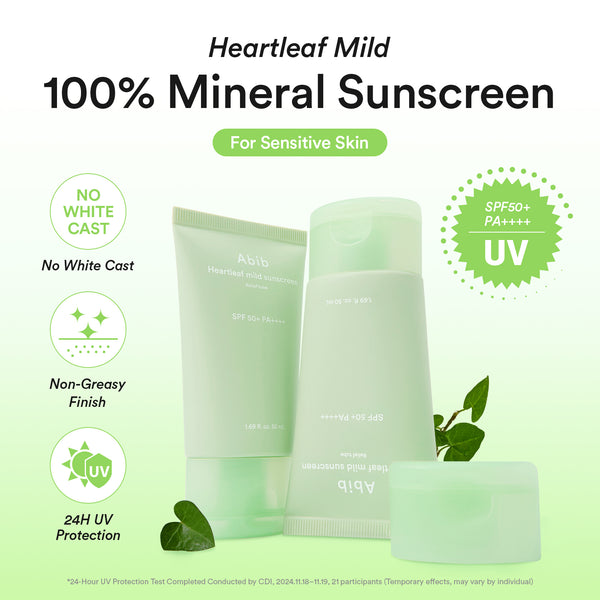 Heartleaf mild sunscreen Relief tube SPF50+ PA++++ 50ml